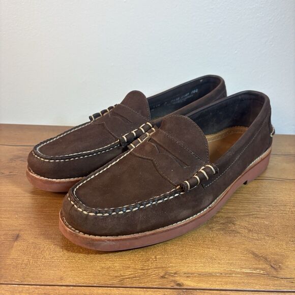 G.H. Bass Weejuns Waldo Penny Loafers Brown Suede Leather Men\'s Shoes Size 11.5D